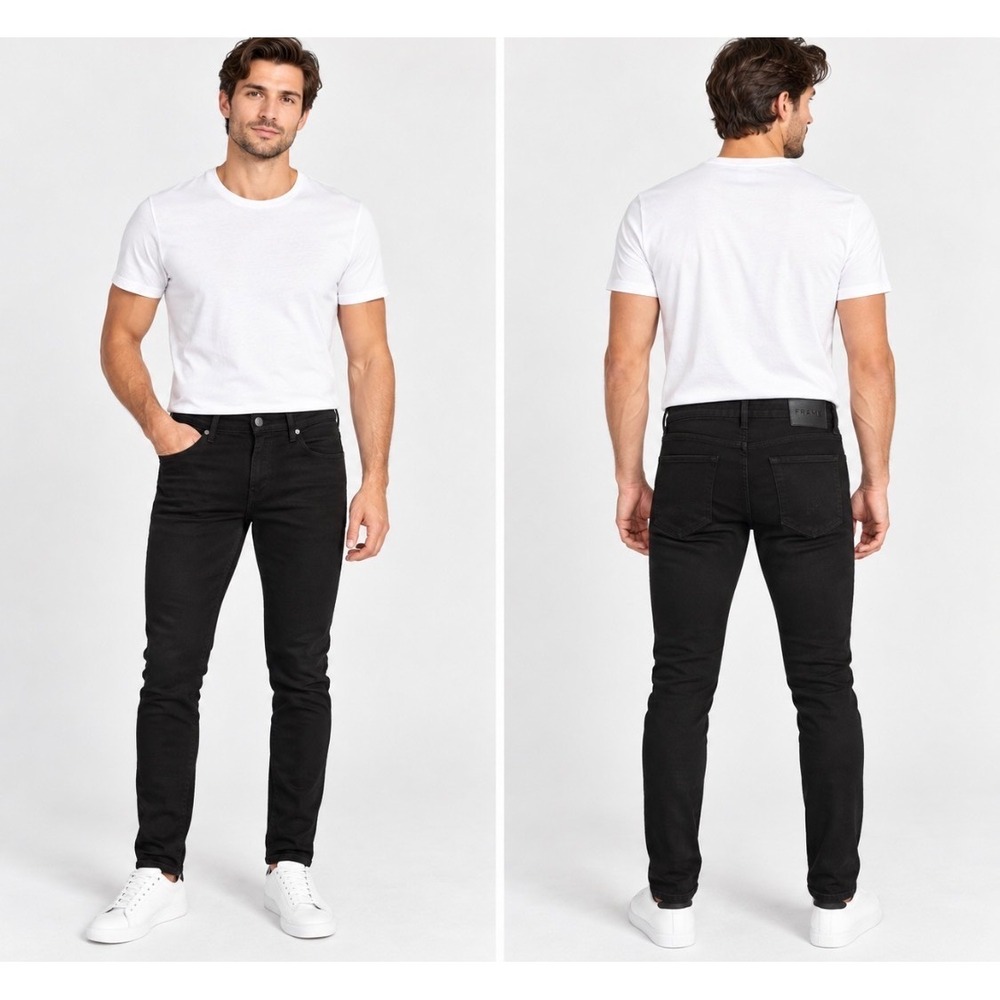 FRAME L'Homme Skinny Jeans Men's 31 Noir Black Stretch Denim Made USA NWOT
